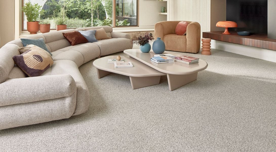 Modern Living Room with Carpet Floors