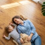 TIMBER TRUST Mum Kid Golden Retriever Oak Floor