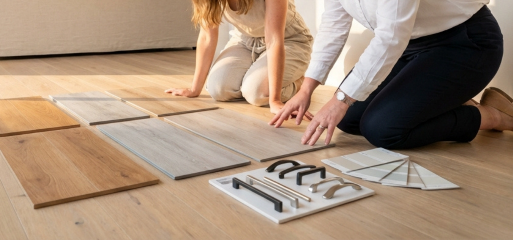 Sales staff in a kitch flooring consultation