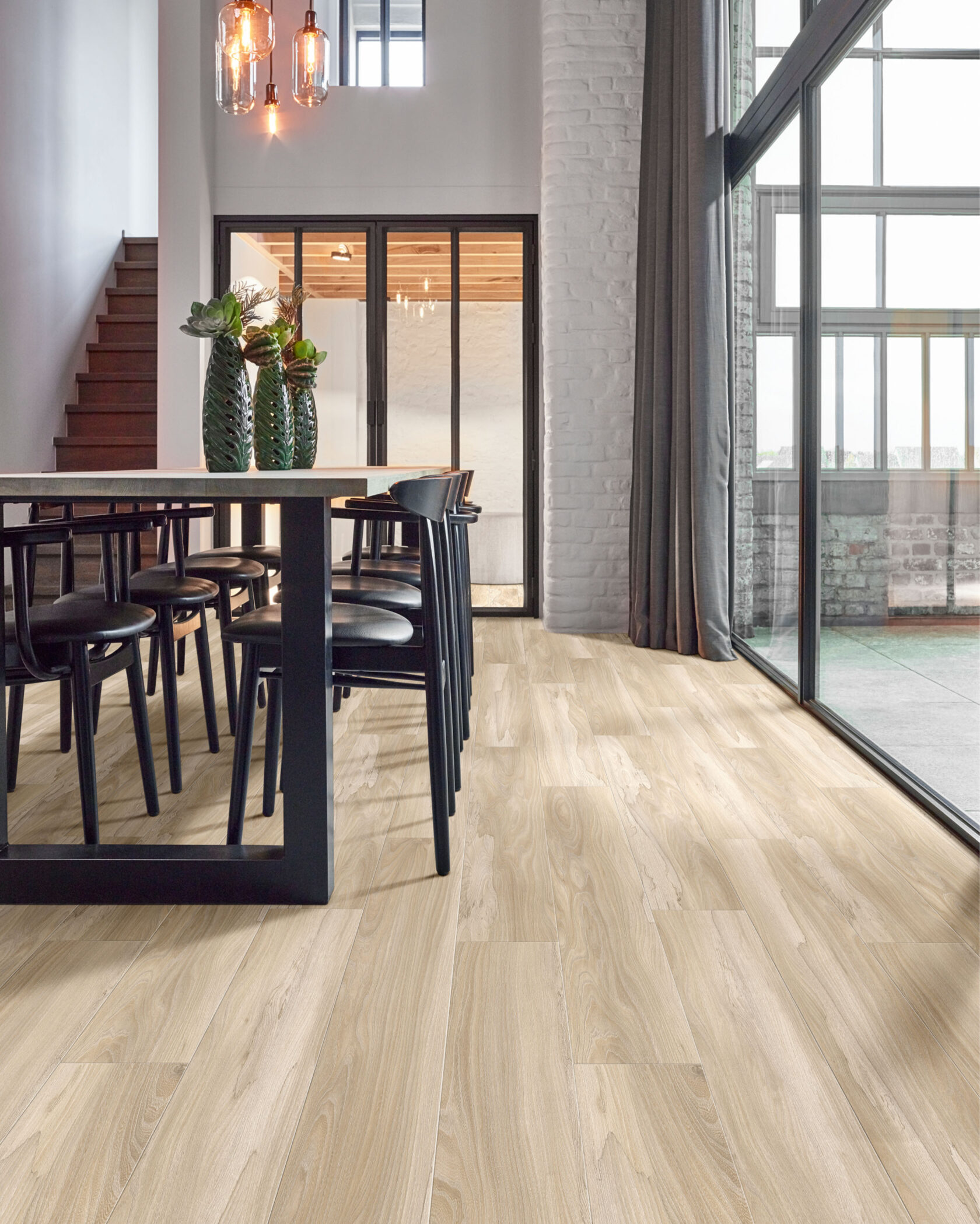 Vinyl Flooring in hallway with wide open window