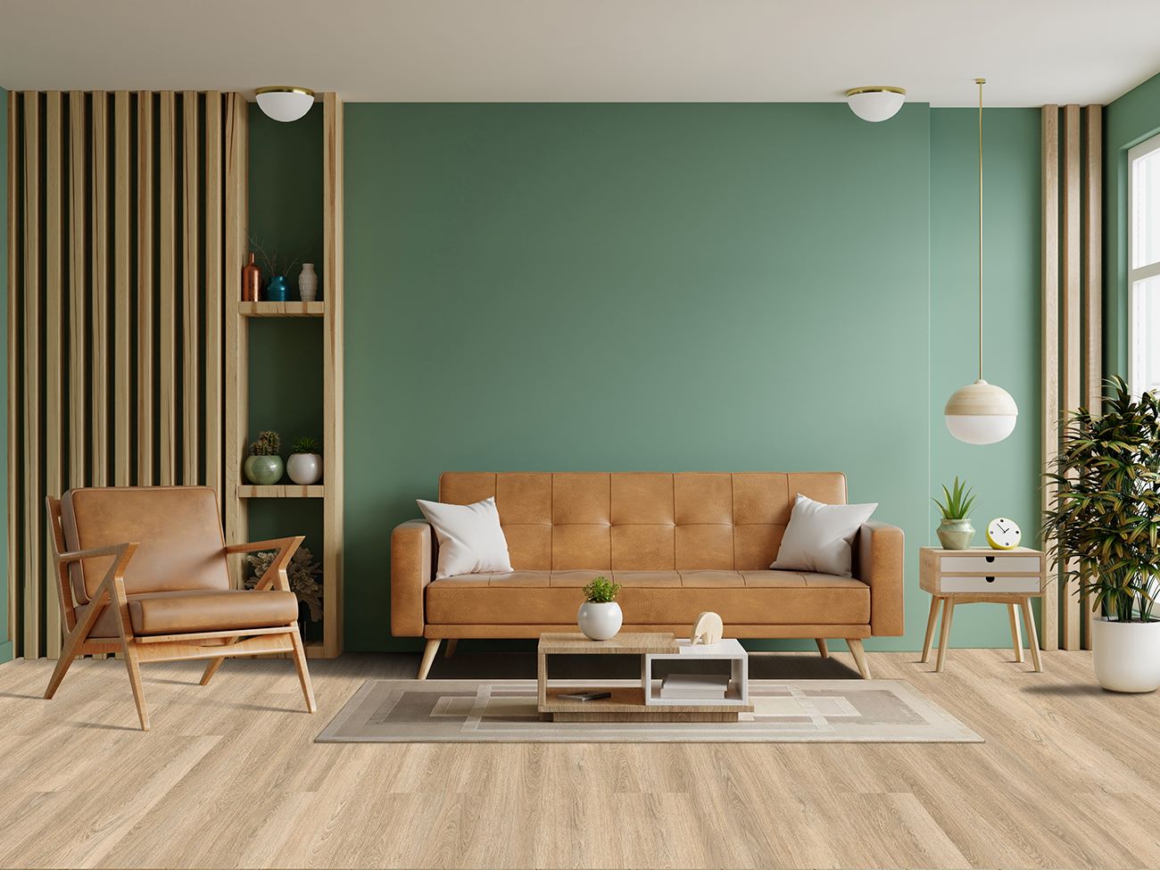 Timber flooring for an urban apartment with furnitures